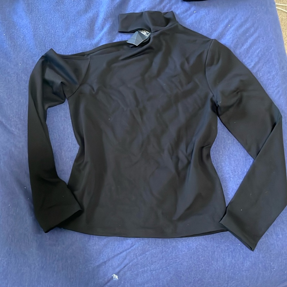 Abercrombie and Fitch Cut Out Shoulder Mock Neck Top